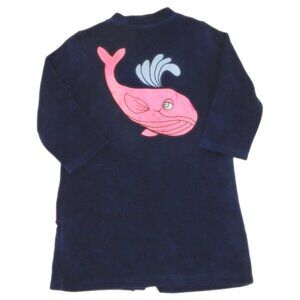Mini Rodini Navy and Pink Whale Terry Robe - 9m-1.5y